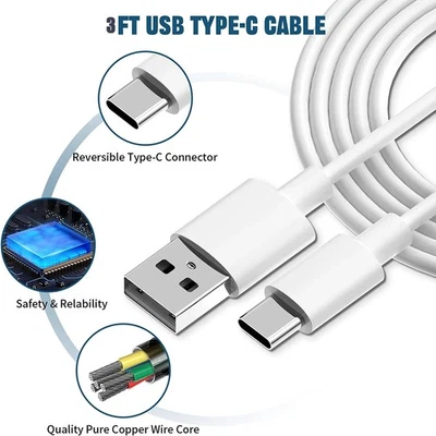 Cable cargador de nailon PowerLine de 3 pies USB-C a USB 3.0 carga para Samsung Foto 1 de 4