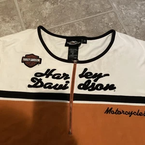Harley Davidson Motorcycles Shirt Women’s 3W Orange Black Embroidered 1/4 Zip - Bild 1 von 7