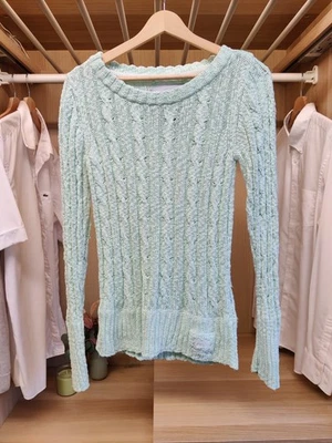 SUPERDRY SOFT MINT GREEN MEDIUM JUMPER PULLOVER PREMIUM BLACK LABEL CABLE KNIT - Image 1 of 4