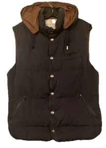 Brunello Cucinelli Navy / Brown Down Vest With Removable Hood SZ Med - Picture 1 of 16