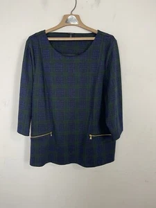 Talbots Women Shirt 2X Blue Tartan Plaid Holiday Christmas Sparkle Evening Party - Picture 1 of 10