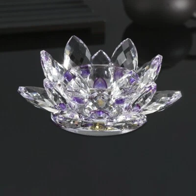 Candelabro Cristal Cristal Lámpara Adornos Candelabro Flor de Loto Foto 1 de 4