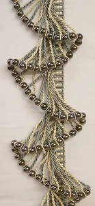 Blau grau Perlen Seil Fransen Borte 4" Tropfen DRAPIERUNG/POLSTERUNG pro Yard - Bild 1 von 4