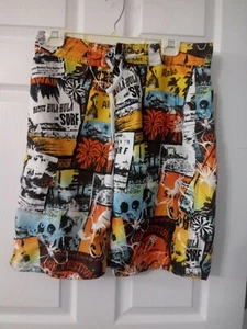 OP Ocean Pacific Vintage Surfer Art Deco Lined Swim Trunks Mens - Picture 1 of 3