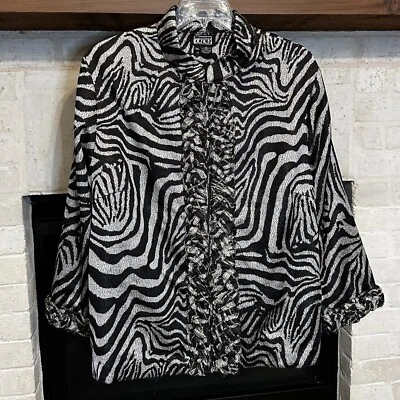 The Collective Works of Berer 2 - Black & White Zebra Zip Jacket - Size 3X - Image 1 of 4