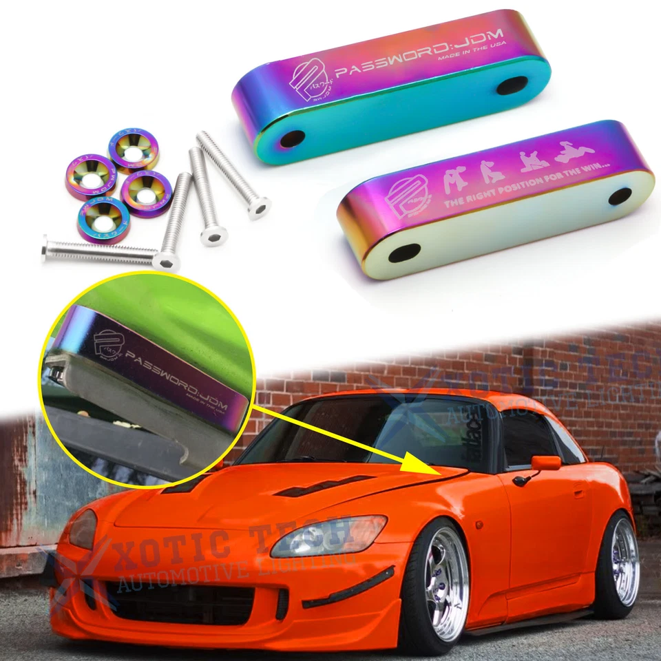 Gold JDM Password Billet Hood Spacer Riser Kit for Acura Integra Honda CRX Civic