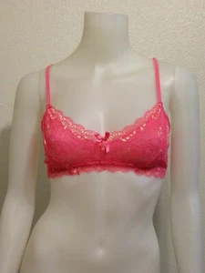 NEU MIT ETIKETT HONEYDEW ROSA FLAMINGO BLUMEN SPITZE DURCHSICHTIG LAGENLOOK UNTER BRALETTE BH SMALL $ 36 - Bild 1 von 5