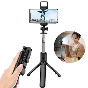 Kabelloser Bluetooth4.2 Mobile Selfie Stick Stativ mit LED Füllung Fernbedienung - Bild 1 von 15