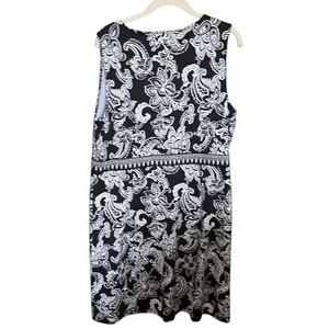 Talbots Jersey Knit Shift Dress Black Paisley Sleeveless Nylon Stretch Size XLP - Picture 1 of 8