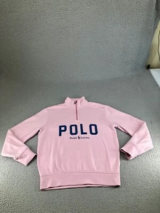 Polo Ralph Lauren Sweatshirt Womens Small Pink 1/4 Zip Pullover Logo - Picture 1 of 21