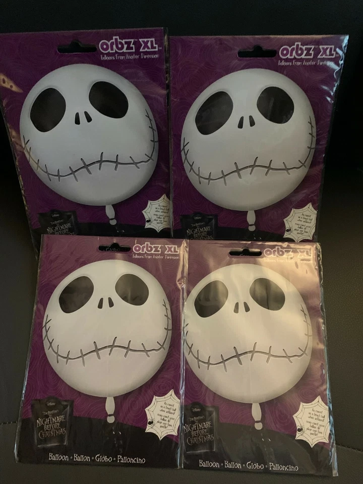 Lot of 4 Jack Skellington Nightmare Before Christmas Orbz XL Foil Balloon - Image 1 of 1
