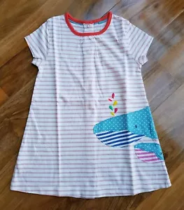 MINI BODEN BABY GIRLS WHALE APPLIQUÉ JERSEY DRESS Y0277 BRAND NEW - Picture 1 of 3