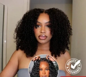 10A Glueless Wigs Human Hair Wig Bleached Knots 6x4 Pre Cut HD Wigs Kinky Curly - Picture 1 of 15