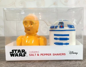 Salt and Pepper Shakers Disney Star Wars R2D2 & C3PO Ceramic New - Picture 1 of 6