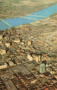Postcard Aerial View of Louisville Kentucky and the Ohio River Vintage - Picture 1 of 2