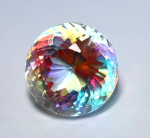 Piedra preciosa suelta certificada mística natural corte redondo color arco iris 68,25 quilates - Imagen 1 de 7
