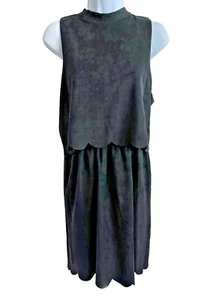 Le Lis Size L Black Sleeveless Suede Short Dress - Picture 1 of 10