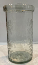 Hand Made Etched Heavy Glass Hanging/Sitting Vase 3.75 In Base 8 In Height T18