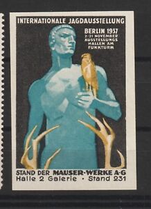 German Poster Stamp Berlin 1937 Hunting Stand Details Artist HOHLWEIN Imperf 