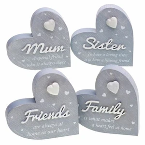 Wood Grey Heart Cool Grey - Mum Nan Sister Family Friends Aunt Dog - Picture 1 of 14