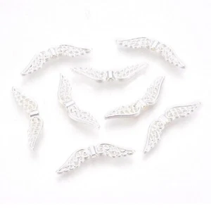 20 XL große Metall Perlen Spacer Flügel 30x7,5mm Schutzengel Basteln Engel Deko - Bild 1 von 2