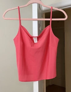 Artsy Camisole Top Pink Silky Satin V-Neck Sissy Cami Women's Medium - Picture 1 of 2