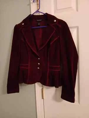 WHITE HOUSE BLACK MARKET Corduroy Dark Red Long Sleeve Blazer Jacket Size 4 - Image 1 of 4