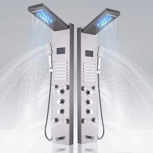 Edelstahl LED Duschpaneel Duschsäule Massage Regendusche Duscharmatur Duschset - Bild 1 von 12