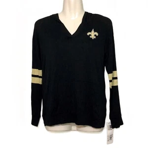 NWT Black New Orleans Saints NFL Hoodie Hooded Sweatshirt Top Girls Large New - Picture 1 of 4