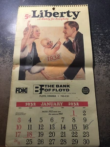 1988 reprint of 1932 The Bank of Floyd  Virginia ADVERTISING CALENDAR - Picture 1 of 9