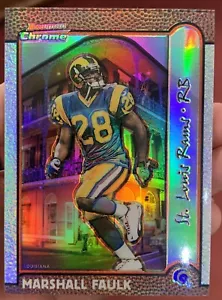 Bowman 1999 refractores cromados #48 Marshall Faulk #/100 RAMS - Imagen 1 de 2