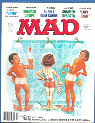 MAD Magazine #202 Oct 1978 Alfred E. Neuman Shower Cover | Very Fine - Image 1 of 2