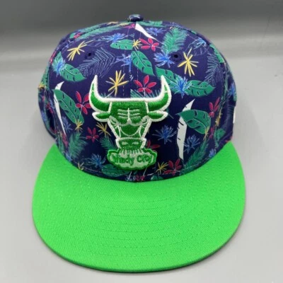 Chicago Bulls Windy City Hat Men M-L Green Hawaiian 9Fifty New Era StrapBack Cap - Image 1 of 4