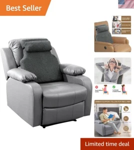 Adjustable Memory Foam Lumbar Support Pillow with Headrest for Recliners - Grey - Picture 1 of 10