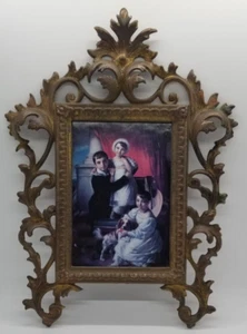 Antique Rococo Style Cast Iron Gold Frame Heavy 12"x9" - Picture 1 of 13