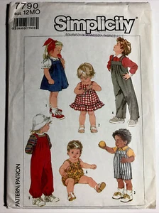 UNCUT Simplicity 7790 Baby Overalls Sundress Jumper & Bubble Suit 12 Months - Picture 1 of 2