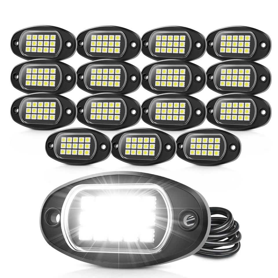 Lámpara de 16 cápsulas de luces de roca blancas súper brillantes sistema debajo de la carrocería coche camión Foto 1 de 4