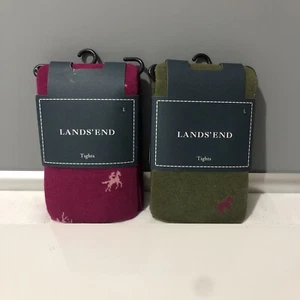 Lot Of 2 New With Tags Lands’ End Girl’s Multicolor Tights Size Large (12-14) - Picture 1 of 6