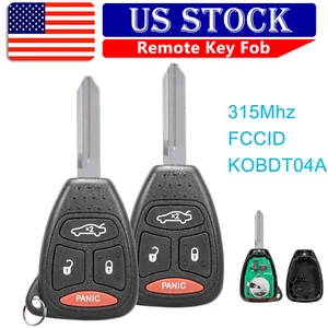 2 For 2006 2007 Dodge Charger Keyless Entry Remote Control Car Key Fob 4 Button - Picture 1 of 7