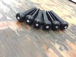 6x Black Acoustic Guitar Bridge Pins Molded Plastic String End Pins - Picture 1 of 2