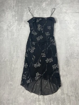 Vintage Byer Too Dress Small Floral Sparkly Whimsygoth Dark Fairy Asymmetric Y2K - Image 1 of 4