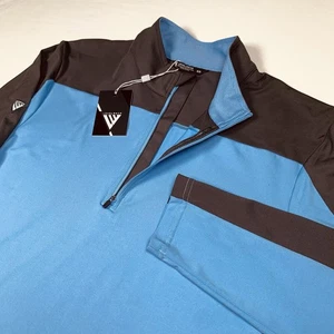 Level Wear Pitch 1/4 Zip Long Sleeve Pullover Men's M Blue Stretch Spandex Golf - Picture 1 of 9