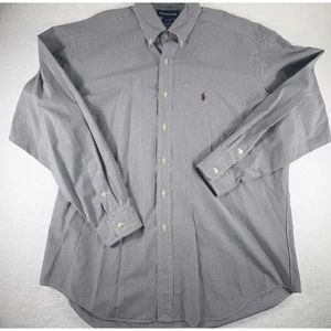 Ralph Lauren Shirt Men's L Golf Tilden White Black Gingham Burgundy Pony Long - Picture 1 of 5