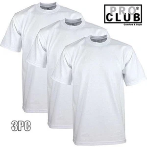 3Pc Pro Club Men's 2XL Heavyweight Cotton Short Sleeve Crew Neck T-Shirt - Picture 1 of 7