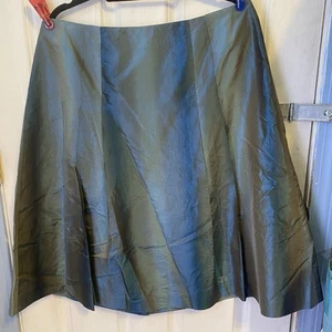 Talbots Midi Skirt Women's 16 Irridescent 100% Pure Silk A-Line Flared Vintage - Picture 1 of 11