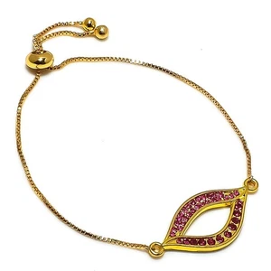Brazalete de plata de ley 925 con piedras preciosas de rubillita rosa 7-8" regalo X-Mas v526 - Imagen 1 de 2