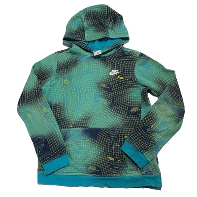 Nike Hoodie Kids Youth XL Blue Long Sleeve Pullover Sweatshirt AOP Geometric - Image 1 of 4