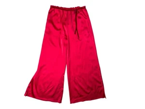 Kitagi NEW Red Wide Leg Cropped Satin Pants EU 42 / US Large Bow Detail - Picture 1 of 11