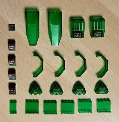 Lego Policía Espacial II Mediador Todo Trans Verde Parabrisas / Lote Impreso Foto 1 de 3