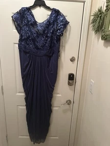 ADRIANNA PAPELL besticktes Pailletten Mieder Kleid/Kleid blau/lila Neu mit Etikett 22W - Bild 1 von 9